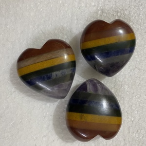 Cœur en pierre des 7 chakras, pierre précieuse polie, cristal, pierre des sept chakras pour la méditation, décoration, cadeaux, vente en gros - Product Image 5