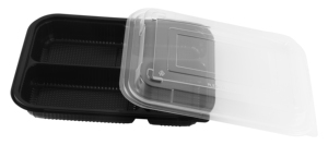 PP Plastic 4 Compartment Lunch Box,Black colour <b>Microwave</b> Safe Bento Container Heatable Food Storage Tray with <b>Lid</b> - Product Image 2