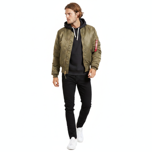 High Quality Men's MA-1 Flight Bomber <b>Jacket</b> Tactical Windproof <b>Pilot</b> Coat Olive Green Padded Winter Varsity Outerwear - Product Image 2