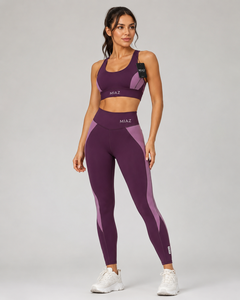 MIAZ Yoga Set <b>Women</b> Mid Waist <b>Leggings</b> Solid Racerback Sports Bra 2 Piece <b>Seamless</b> Breathable Spandex/Nylon Activewear - Product Image 4