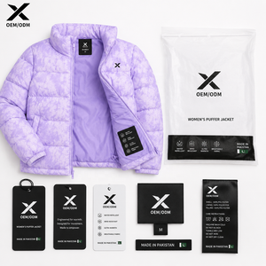 X Sports City Women's Sublimated & <b>Patterned</b> Puffer Stand Collar Winter <b>Quilted</b> <b>Jacket</b> High Quality Zipper Closure Solid Color - Product Image 5