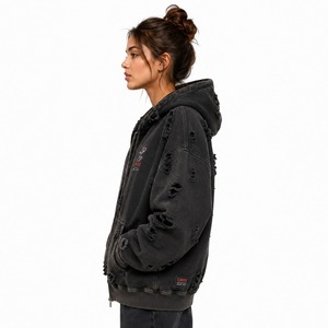 Best Brand <b>Name</b> Women Distressed <b>Hoodie</b> Offering Superior Comfort Modern Design Soft Fabric Relaxed Fit And Trendy Everyday - Product Image 2