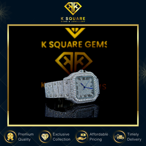 Reloj de Lujo Elegante de Buena Calidad con Movimiento de Cuarzo Automático Analógico VVS de Acero Inoxidable Resistente al Agua con Diamantes Moissanite - Product Image 2