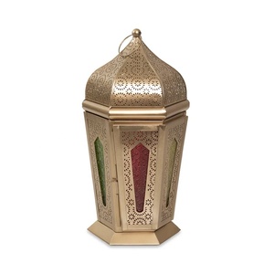 2026 Ramadan Decorations Metal Table Top Moroccan <b>Candle</b> <b>Lantern</b> with Colorful Glass for Home Decor - Product Image 2