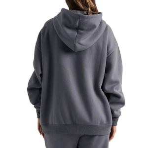 Sweat-shirt à capuche oversize pour femme, couleur unie, épaules tombantes, en molleton, avec poches, respirant, tricoté, pour l'hiver - Product Image 6
