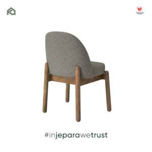 Modern Luxury Single Seater Boucle Teak Wood <b>Chair</b> <b>Padded</b> Fabric Cushioned Dining Room Kitchen Hotel Restaurant Jepara - Product Image 4