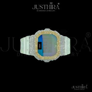 Reloj G-Shock con bisel de plata y diamantes naturales premium para fiestas, bodas y aniversarios, estilo hip-hop, reloj de diamantes unisex. - Product Image 2