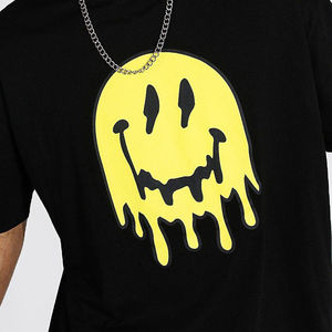 เสื้อยืดโอเวอร์ไซส์ผ้าฝ้ายสไตล์สตรีทแวร์ผู้ชาย ลายกราฟิกหน้ายิ้มแบบฮิปฮอป คอกลม แขนสั้น สวมใส่สบาย ขายส่ง - Product Image 6