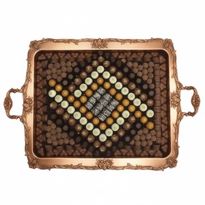 Plateau de présentation en métal doré de haute qualité pour chocolats, bonbons et desserts, idéal pour les mariages et occasions spéciales, prix économique - Product Image 3