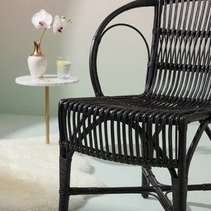 Elegante Silla de Comedor Moderna Francesa Ergonómica de Ratán Negro Tejida a Mano, Muebles Duraderos y Ligeros de Estilo Bistro para el Hogar - Product Image 2