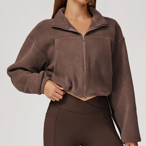 Chaqueta de Yoga de Forro Polar para Mujer, con Bolsillos con Cremallera, Cálida, para Gimnasio y Actividades al Aire Libre, Venta al Por Mayor OEM - Product Image 2