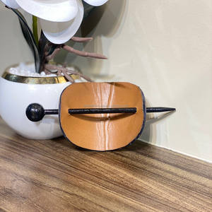 New American Western Style Real Genuine Leather Women Barrette Hair <b>Clips</b> <b>Tooled</b> Hand Painted High Quality Vintage Hair Stick - Product Image 6