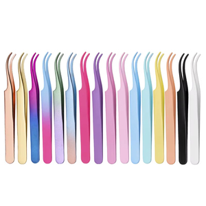 Pinces à cils professionnelles en acier inoxydable - Outil de précision anti-magnétique pour extensions de cils, emballage et logo personnalisables - Product Image 1