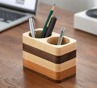 Organisateur de bureau traditionnel en bois fait à la main pour mariage, support pour stylos, support pour bloc-notes, support pour téléphone portable, multifonction
