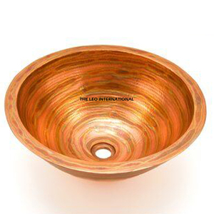 Hand-Hammered Antique Finish Kitchen Sink Copper Metal Handmade with Quartz <b>Round</b> Shape Wash <b>Basin</b> Household Supplies - Product Image 4
