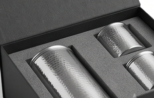 Ensemble de 4 récipients de rangement en acier inoxydable avec finition martelée, parfait pour l'organisation des ustensiles de cuisine et des accessoires de maison - Product Image 6