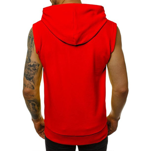 Factory Wholesale Custom Summer Sleeveless Hoodie 100% Cotton <b>Zip</b> <b>Up</b> Bodybuilding Muscle Men Sleeveless Cut Off Hoodies For Men - Product Image 2