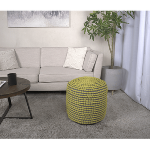 Pouf Cilindrico Verde Artigianale Resistente all'Acqua - Product Image 1