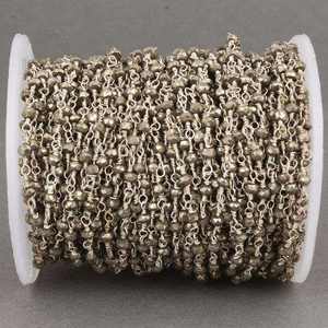 Cadena de Rosario de Pirita Natural de 3-4 mm, Joyería Hecha a Mano, Cuentas Sueltas para DIY, Cadena Envuelta en Alambre Chapado en Oro - Product Image 3