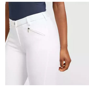 2026 Pantalon d'équitation personnalisé pour femme, blanc, taille haute, longueur intégrale, en SpandexCoton, avec poches et braguette boutonnée, couleur unie - Product Image 4