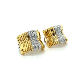 Boucles d'oreilles créoles de luxe plaquées or avec diamants taille brillant sertis en canal, design géométrique vintage, pour femme, idéales pour les soirées - Product Image 4