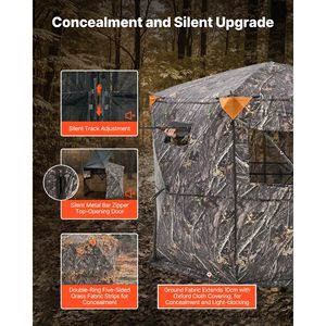 Tenda da Caccia Portatile a 5 Lati con Angolo di Visione di 288 Gradi per 6-7 Cacciatori, Resistente Tenda Mimetica in Tela con Borsa per il Trasporto - Product Image 3