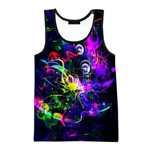 Camisetas sin Mangas con Estampado 3D de Grafiti Neón, para Hombre y Mujer, Estilo Hip Hop, Casual, Holgadas, para Verano - Product Image 5