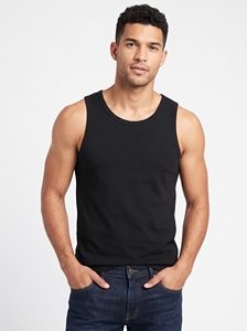 Dumela Men's <b>Black</b> Sleeveless <b>Knitted</b> <b>Tank</b> <b>Top</b> O-Neck Solid Casual Style - Product Image 3