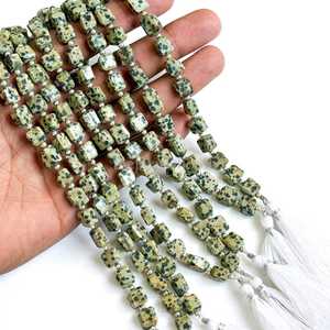 Cuentas facetadas de jaspe dalmático natural en forma de pepita, hilo de 7x9 - 8x11 mm, cuentas sueltas de piedras preciosas de jaspe dalmático para la fabricación de joyas. - Product Image 6