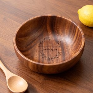 Tazón Grande de Madera para Ensaladas, Frutas y Decoración, Personalizable con Logotipo, Regalo Empresarial - Product Image 4
