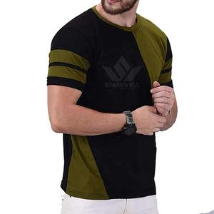 เสื้อยืดรักบี้ผู้ชายสีดำอมเขียว คอวี แขนสั้น ระบายอากาศได้ดี ผลิตจากโพลีเอสเตอร์ เหมาะสำหรับออกกำลังกาย - Product Image 1