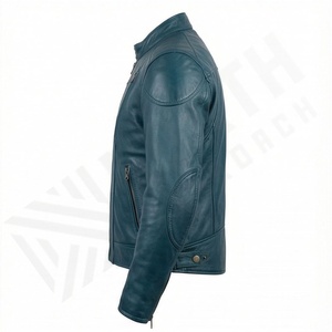 Veste en cuir pour homme NAI-0498C, style motard rétro, vêtement de protection, couleur personnalisable, vente en gros. - Product Image 3