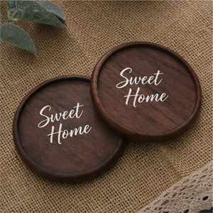 Eco Friendly <b>Round</b> Wooden Coasters <b>Set</b> <b>for</b> Drinks Custom Logo Laser Engraved Wood Coffee Cup Mat <b>Table</b> Mat with Wooden Holder - Product Image 5