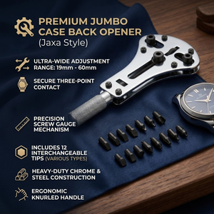 Premium Jumbo <b>Watch</b> <b>Case</b> Back Opener Jaxa Style Adjustable | 19-60mm Repair Tool Kit with 12 Tips Heavy Duty Steel Professional. - Product Image 3