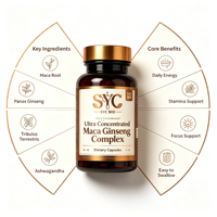 OEM Racine de Maca Naturelle Panax Elite Formule Beauté Énergisante 10:1 pour Hommes, Amélioration de la Densité Osseuse, 60 Capsules, Supplément Privé