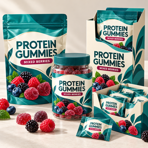 Gummies protéinés personnalisés OEM ODM sous marque privée, saveur baies mélangées, nutrition sportive - Product Image 4
