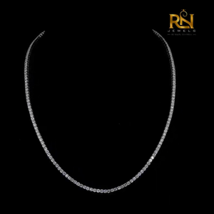 Collier tennis en diamants de laboratoire taille ronde, collier éternité taille brillant ronde, or massif 9K 14K 18K, bijoux fins - Product Image 1
