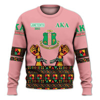 Sweat-shirt en molleton rose Alpha pour Juneteenth, col rond, imprimé brodé, vêtements décontractés d'hiver pour hommes, pull tricoté à col rond