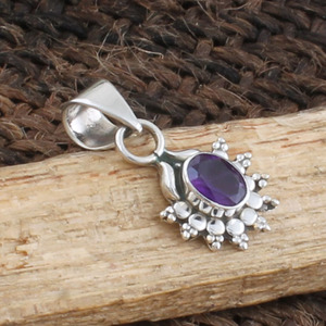 Pendentif en améthyste naturelle, argent sterling 925, bijoux faits à la main, collier avec pierre précieuse violette, charme pour femmes, vente en gros - Product Image 3