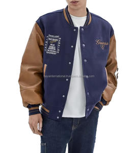Chaqueta Varsity para Hombre, Estilo Letterman, Mangas de Lana/Poliéster, Forro Polar, Cuello Alto, Bordado, Logotipo Personalizado, Ropa de Invierno - Product Image 1