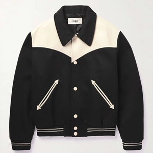 OEM 2026 Customized High Quality <b>Men</b> Leather Patchwork Crop Varsity <b>Jacket</b> for Winter Made By TRIOTAKE INDUSTRY - Product Image 5