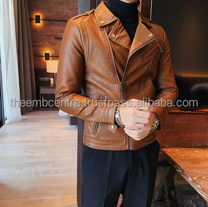 แจ็กเก็ตหนังนิ่มสำหรับผู้ชายเสื้อผ้าแฟชั่นเสื้อแจ็คเก็ตหนังแขนยาวแบบใหม่ล่าสุดปรับได้ - Product Image 4