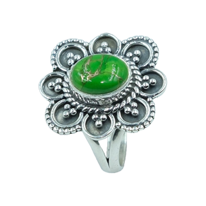 Anillo de Turquesa Verde Natural, Anillo de Plata de Ley 925, Anillo de Diseño Hecho a Mano, Anillo con Piedra Preciosa, Joyería de Turquesa - Product Image 1