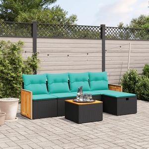 Set di divani da giardino in polyrattan nero con cuscini, mobili da esterno in 6 pezzi, design moderno e contemporaneo - Product Image 4