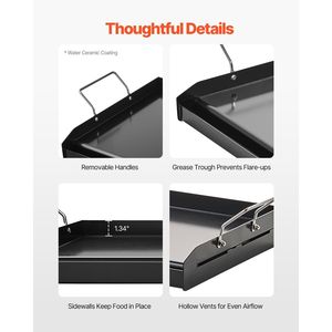 Piastra per Griglia a Gas Rettangolare Portatile in Acciaio al Carbonio 24x16 Pollici, Piastra Universale Teppanyaki per BBQ - Product Image 3