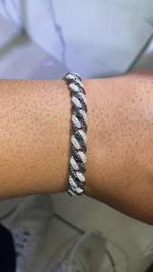 Women's VVS1 Brilliant Cut <b>Cuban</b> <b>Link</b> 6mm 8mm Gold Plated 925 Sterling <b>Silver</b> Passes Diamond Tester 2-Tone Moissanite Bracelet - Product Image 4