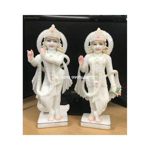 Statue de Dieu Radha Krishna en marbre blanc de qualité supérieure, position debout, surface brillante, utilisée pour la décoration des temples et à des fins de culte - Product Image 6