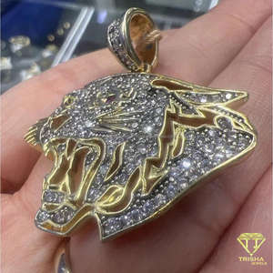 Collar con Colgante de Cara de Tigre con Piedras de Moissanita - Chapado en Oro Rosa sobre Plata 925, Estilo Hiphop, Unisex, Regalo - Product Image 4