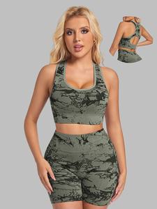 Ensemble short de yoga sans couture et soutien-gorge de sport pour femme, taille haute, vêtements de fitness extensibles et respirants pour la gym - Product Image 2