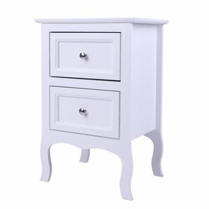 2 Comodini in Legno Massello a Due Livelli Stile Country, Grandi Dimensioni, Design Moderno Bianco, Tavolini Laterali per Camera da Letto e Appartamento, Assemblati - Product Image 3